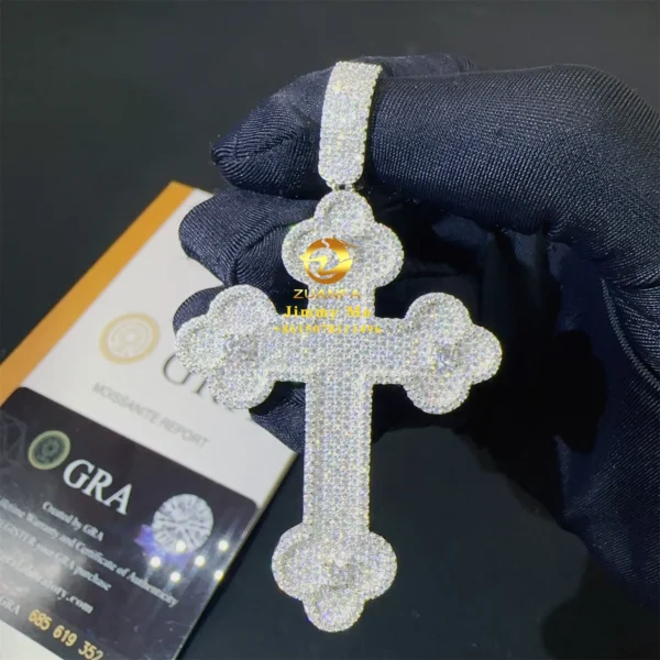 GRA New Arrivals Pass Diamond Tester Hip Hop Pendant 925 Sterling Silver VVS1 Moissanite Diamond Cross Pendant Necklace - Image 5