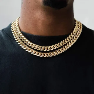 Men's Stainless Steel 18K Gold Filled Cuban Chain Necklace New Design with Safe Lock Hip Hop Style Silver Link Chain