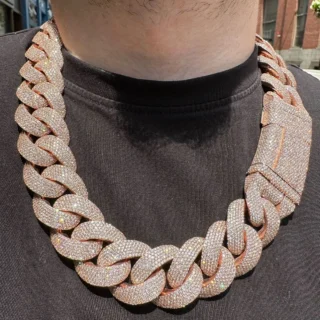 Luxury Iced Out Diamond Necklace 22mm Wide 18k Gold Plated Heavy Silver VVS Moissanite Cuban Link Chain for Mens Jewelry