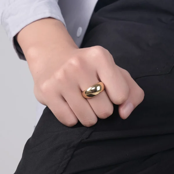 Fine Jewelry PVD Gold Plated Dainty Ring 316l Stainless Steel Hypoallergenic Women Punk Ring - Image 4