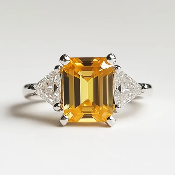 SGARIT Fashion Jewelry 925 Sterling Silver Topaz Ring 3CT Natural Sky Blue Topaz Yellow Citrine Amethyst Gemstone Crystal Rings