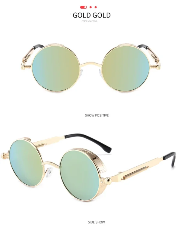 Fashion Style Vintage Round Steam Punk Sunglasses Men's Spring Metal Steampunk Mirror Sun Glasses for Men Women - Image 4