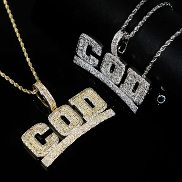 High Quality in Stock Micro Pave Round Rectangle 5A CZ Iced Out Shiny COD Cash on Delivery Hip Hop Letter Pendant Necklace - Image 5