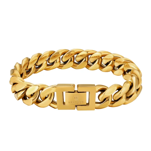 KRKC Wholesale Hip Hop Jewelry Tarnish Free 8mm 10mm 12mm 18K Gold Plated Stainless Steel Miami Cuban Link Bracelet Mens Chains - Image 6