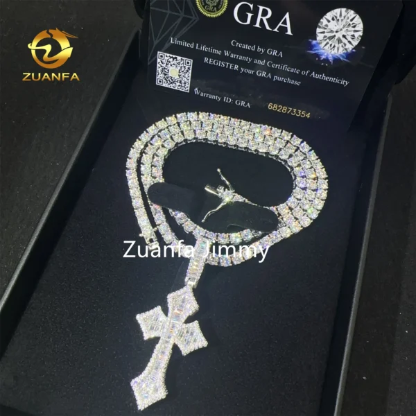 Unique Design Pass Diamond Tester Hip Hop Pendant Jewelry 925 Sterling Silver VVS1 Moissanite Diamond Cross Pendant Necklace - Image 6