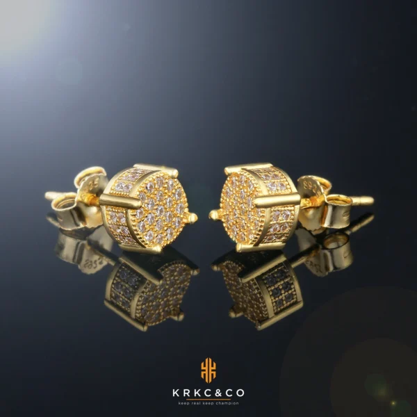 KRKC Fashion 14K/White Gold Plated Round CZ Stud Earrings - Image 3