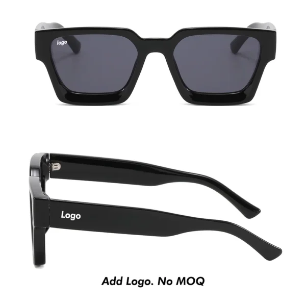 Superhot Eyewear SP009 Custom Logo Private Label Sun Glasses Vintage Black Chunky Square Sunglasses - Image 3