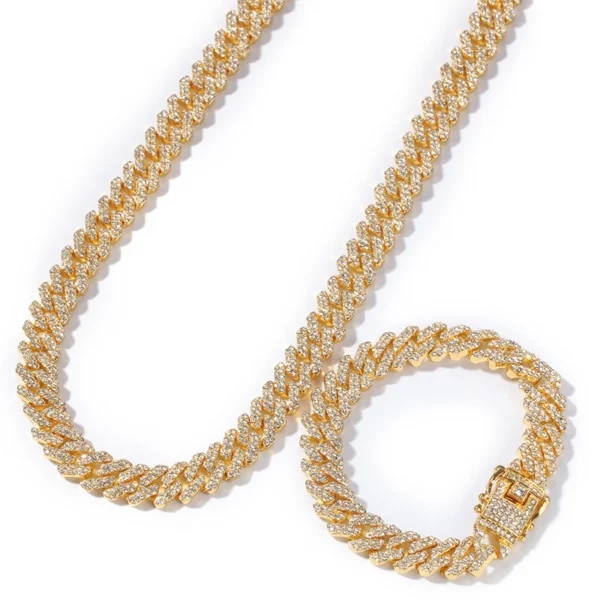 Hot Selling Cheap Hip Hop Chain Mens Women 18k Gold Plated Micro Cz Miami Cuban Link Prong Chain Iced Out Necklace and Bracelet - Image 6