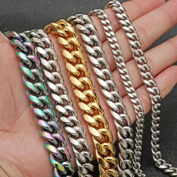 HipHop Jewelry 316L 18k Gold Plated Stainless Steel Wholesale Necklace Bracelet for Men Women Cuban Link Chain - Image 5