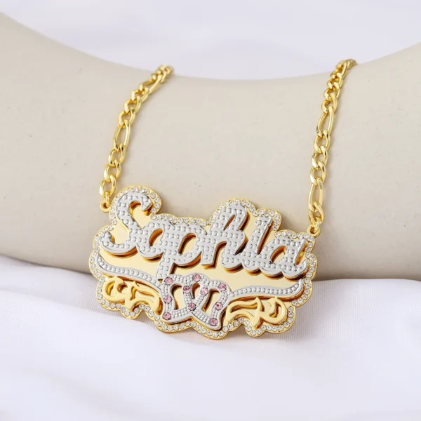 WinWinWin Custom Any Name Jewelry 18K Plated Two Tone Gold Personalized Double Plated 3D Name Necklace - Image 6