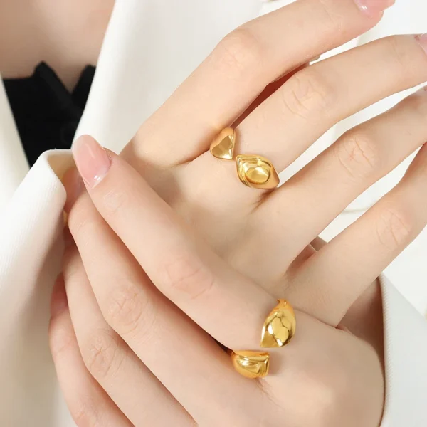 Hot Selling Fashion Open Ring Trend New Arrival 18k Gold Plated Stainless Steel Ring Wholesale Jewelry Supplier - Image 4