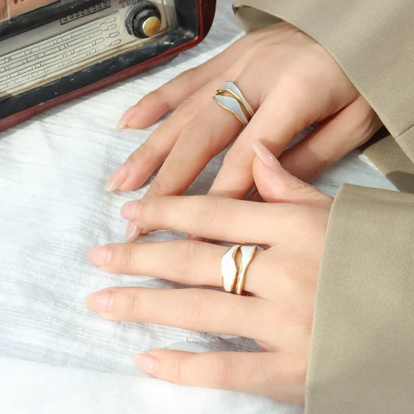 Factory Wholesale Price Blue Ring Stainless Open Asymmetric Ring - Image 5