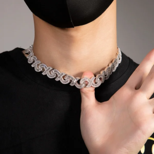 Cuban Link Chain Infinite Loop Hip Hop Jewelry Iced Square CZ Zircon Gold Plated Necklace Iced Out Cuban Chain Necklace Jewelry - Image 2
