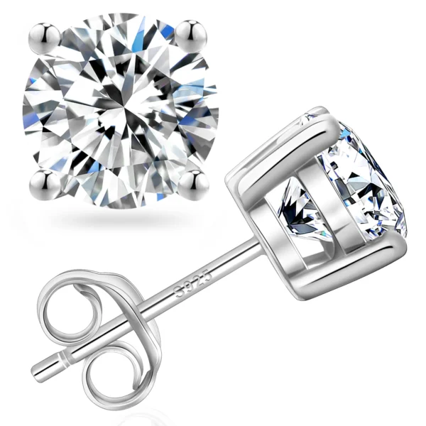 0.5ct 1ct 2ct 3ct Moissanite VVS GRA Certificate 14K White Gold Plated 925 Sterling Silver Men Women Lab Diamond Stud Earring - Image 6