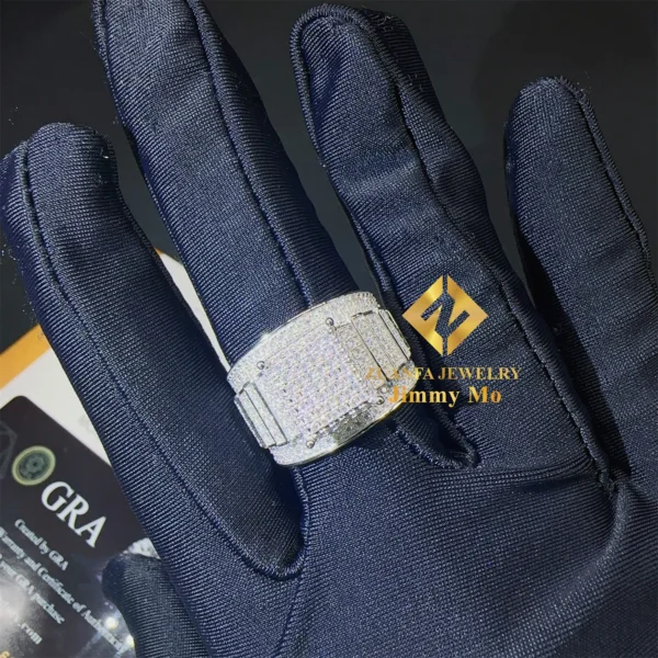 Ready to Ship GRA Certificates Low Price Classic  Hip Hop Fire Jewelry Iced Out VVS1 Moissanite Shining Diamond  Man Ring - Image 5