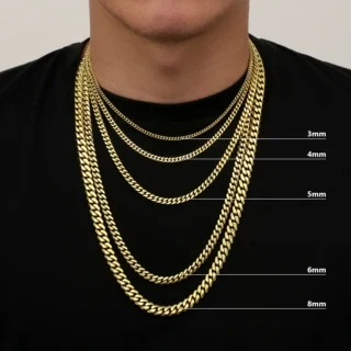 8mm 6mm 5mm 3mm Miami Cuban 14K Real Gold Plating Necklace Man Stainless Steel Hip Hop Jewelry Curb Link Chain for MEN Women