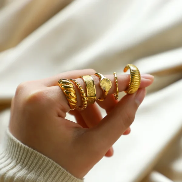 Classic 18K Gold Plated Stainless Steel Women Ring Fashion Jewelry for Parties and Gifts - Image 2