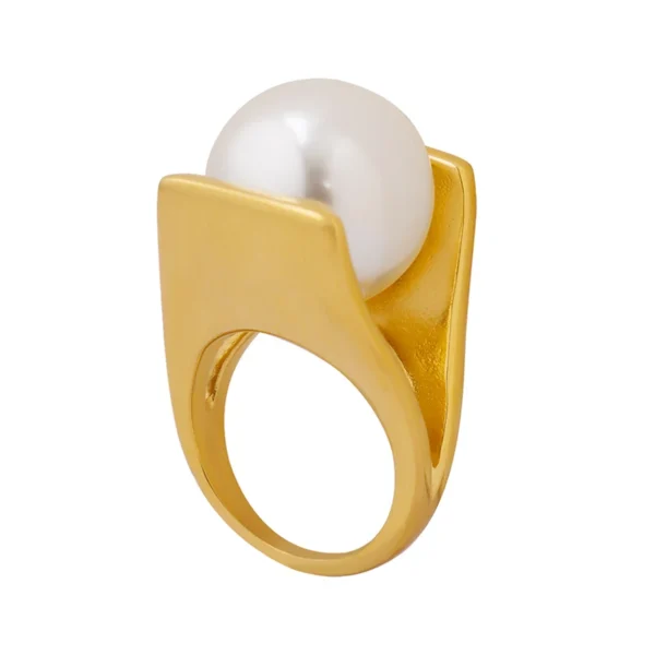 Wholesale High Quality Imitation Pearl Personality Design Unique Style Ring Stainless Steel Jewelry Ring - Image 6