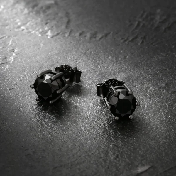 Wholesale Price Black Opal Jewelry Hypoallergenic Cubic Zirconia Stud Women Men 6mm Square Bling 925 Sterling Silver Earrings - Image 5
