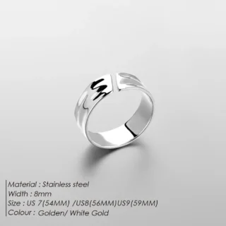 EManco 18K Gold  Stainless Steel Water Ripple Effect Rings for Man Customized White Gold Open Ring Support Drop Shipping MAN008