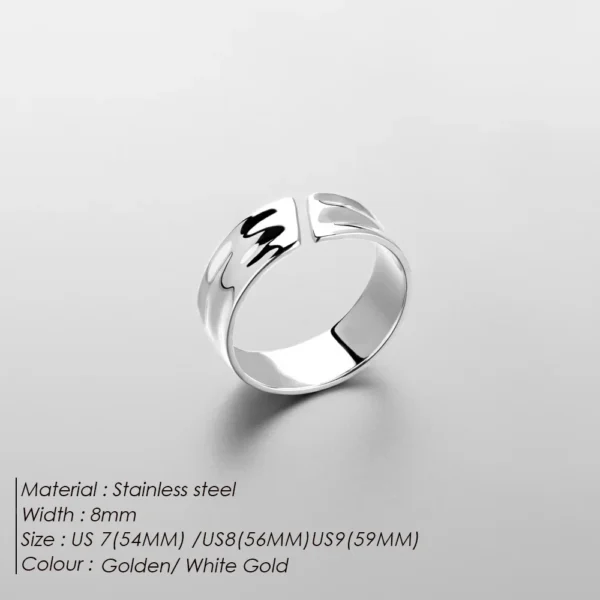 EManco 18K Gold  Stainless Steel Water Ripple Effect Rings for Man Customized White Gold Open Ring Support Drop Shipping MAN008