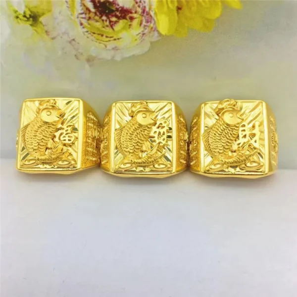 Dropshipping Luxury Gold 14K Ring for Men Wedding Anniversary Jewelry Delicate Lucky Hand Rings for Man Male Birthday Gifts