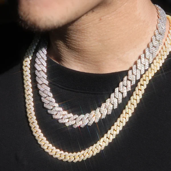 VVS Diamond 2rows 8mm 10mm 12mm 15mm S925 Silver GRA Moissanite Necklace Mans Hiphop Cuban Link Chain for Fashion Jewelry - Image 4