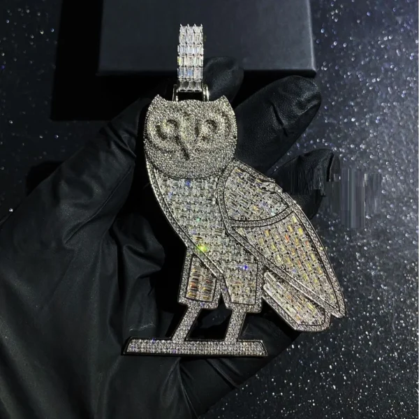 Iced Out Bling Rectangle Cubic Zirconia Hip Hop Bling Animal Pendant Men Necklace - Image 6