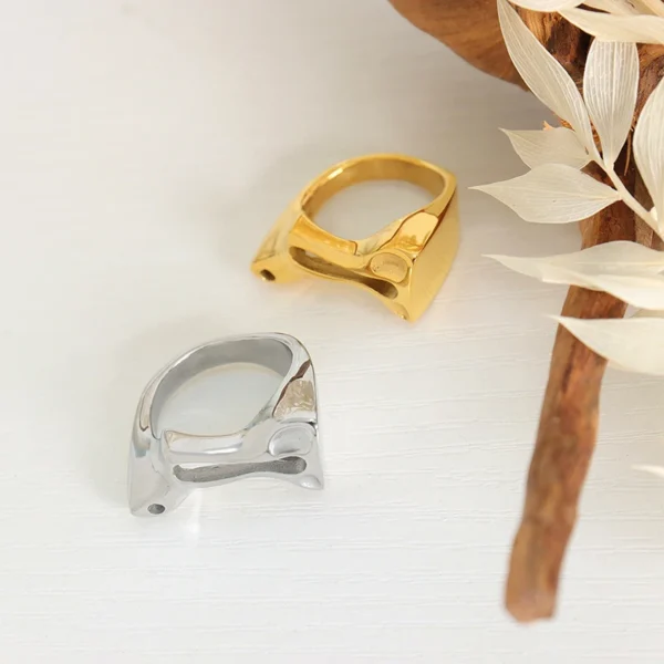 Irregular Hollow Ring Hot Selling New Arrival Anniversary Ring 18k Gold Plated Stainless Steel Wholesale Jewelry Supplier - Image 3