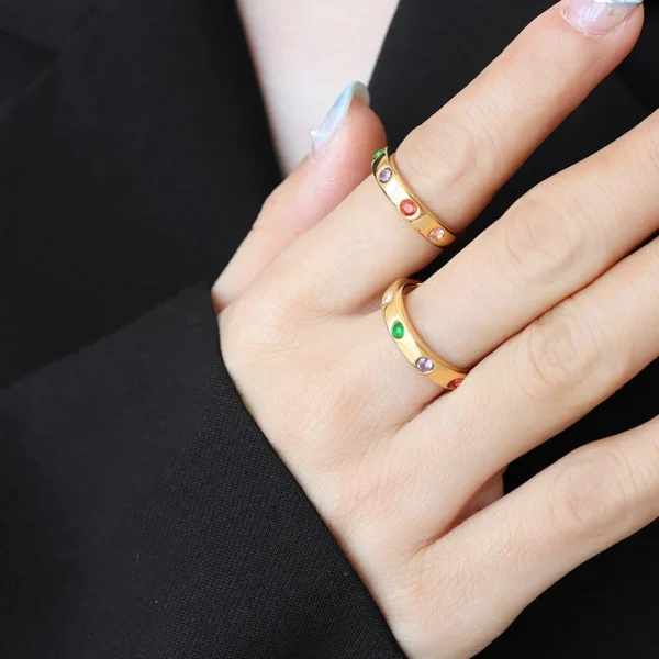 New Fashion Design Ring Colorful Zircon Open Forefinger Ring - Image 5