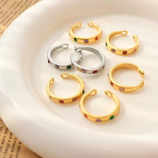 New Fashion Design Ring Colorful Zircon Open Forefinger Ring - Image 3