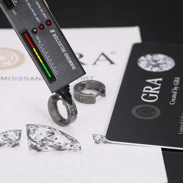 Personality Black Moissanite Hoop Earrings Male Party Accessories Trendy S925 Earrings for Men Silver Jewelry With Gra - Image 4