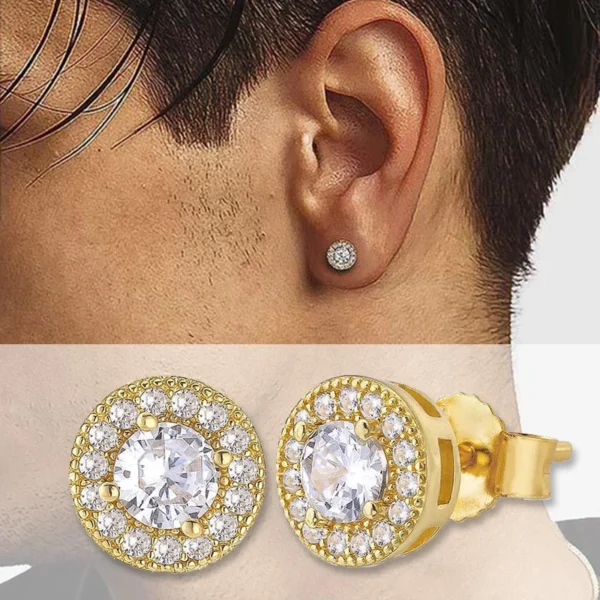 Simple Round Earrings for Men Hip Pop Rock Classic Cubic Zirconia Gold Color Minimalist Ear Rings Retro Jewelry Male Gift - Image 3