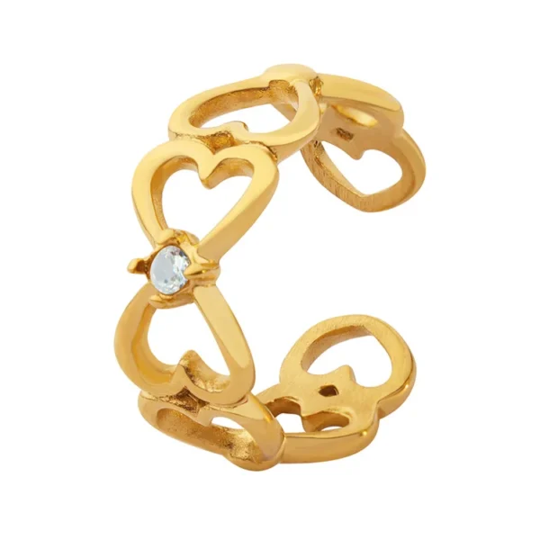 Factory Bulk Supply Customizable Aesthetic Stainless Steel Jewelry Ring 18K Gold Plated Zircon Design Wholesale Adjustable - Image 6