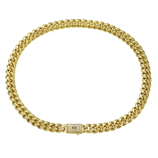 Stocks 14K Gold Plated Stainless Steel Miami Cuban Link Chain Necklace - Image 2