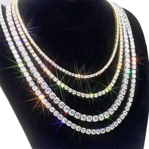 Hot Selling Unisex Tennis Chain Necklace One Row with 3mm-5mm CZ Zircon Stylish Hip Hop Icy Jewelry - Image 3