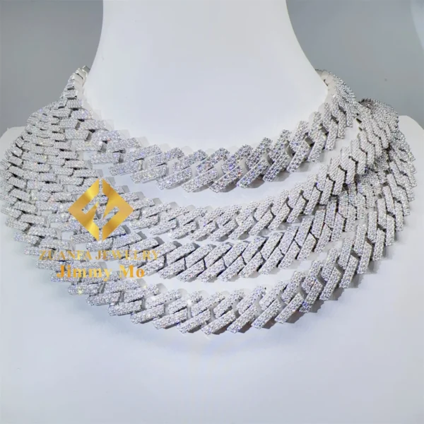 Hot Selling Pass Diamond Tester 925 Solid Silver 12mm 13mm 14mm 15mm Two Rows Iced Out Hip Hop VVS1 Moissanite Cuban Link Chain - Image 5