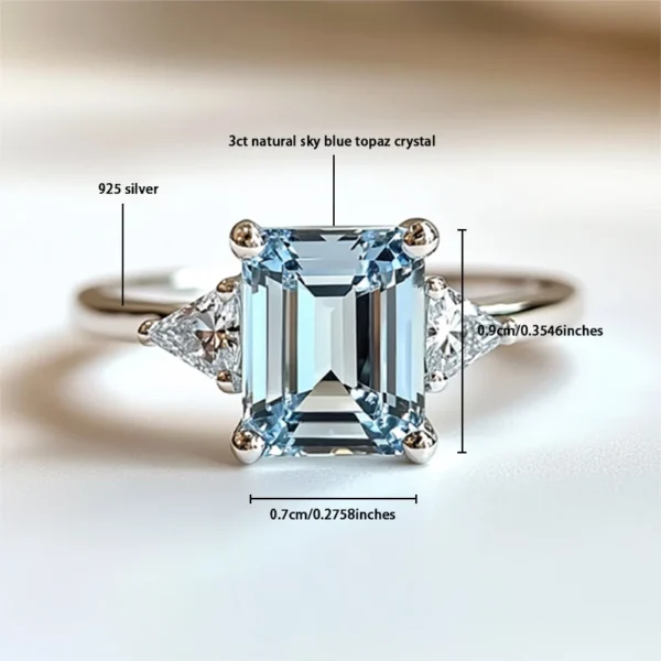 SGARIT Fashion Jewelry 925 Sterling Silver Topaz Ring 3CT Natural Sky Blue Topaz Yellow Citrine Amethyst Gemstone Crystal Rings - Image 2
