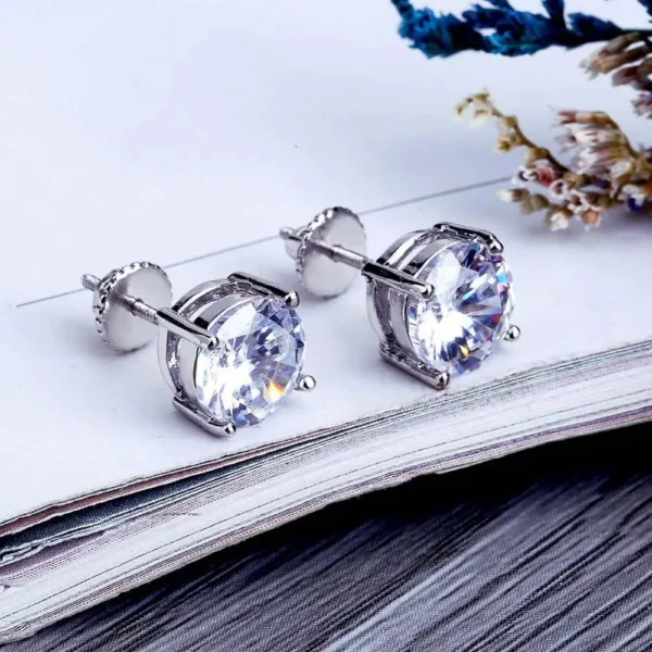 Gold/Silver Color Plated Iced Out Micro Pave Big CZ Stone Stud Earring Hip Hop Rock Jewelry Earrings for Male Female Gifts - Image 5