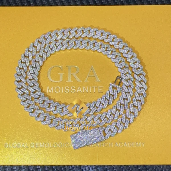 Hot Selling Pass Diamond Tester 8mm Two Rows Pass Diamond Tester Iced Out Hip Hop  VVS1 Moissanite Cuban Link Chain Necklace - Image 2