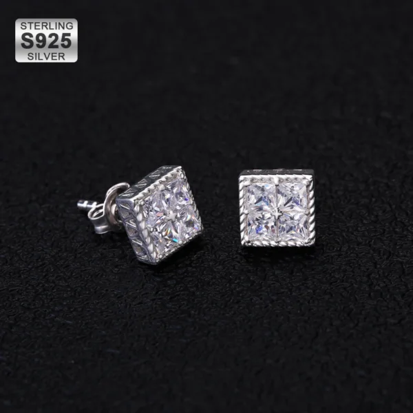 KRKC 14k Gold Jewelry Factory Wholesale New Style Bling CZ 925 Sterling Silver Micro Pave Gold 3D Square Zircon Stud Earrings - Image 5