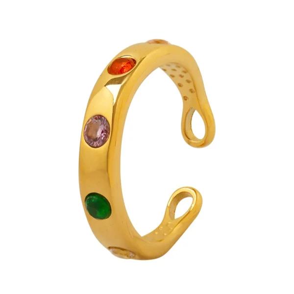 New Fashion Design Ring Colorful Zircon Open Forefinger Ring - Image 6