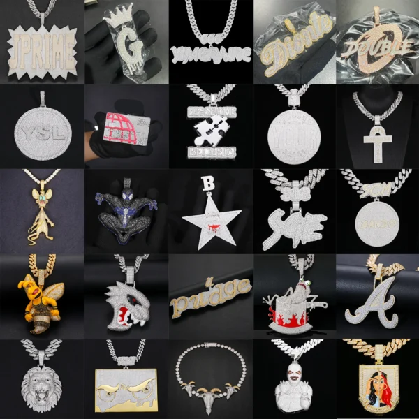 Hip Hop Jewelry Mens Iced Out Custom Letter Pendant 925 Sterling Silver VVS Moissanite Diamond Number Name Initial Logo Pendant