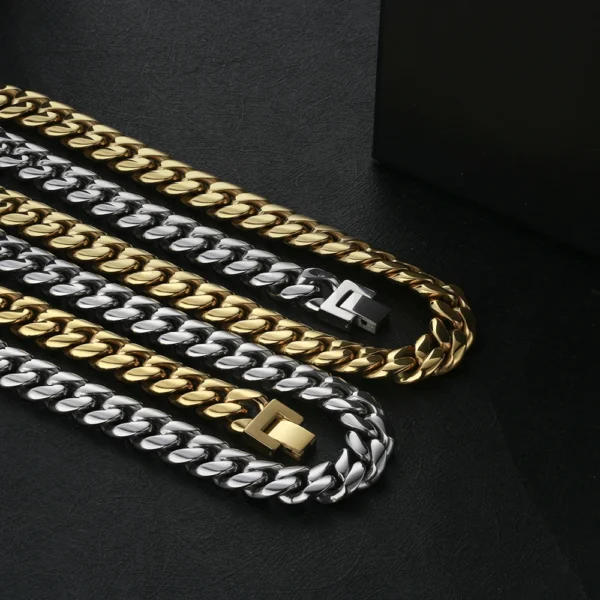 KRKC Wholesale Hip Hop Jewelry Tarnish Free 8mm 10mm 12mm 18K Gold Plated Stainless Steel Miami Cuban Link Bracelet Mens Chains - Image 3