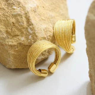 Fashion Layer Line Half Circle Ring Women's Simple Stainless Steel Ring
