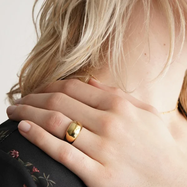 Fine Jewelry PVD Gold Plated Dainty Ring 316l Stainless Steel Hypoallergenic Women Punk Ring - Image 5