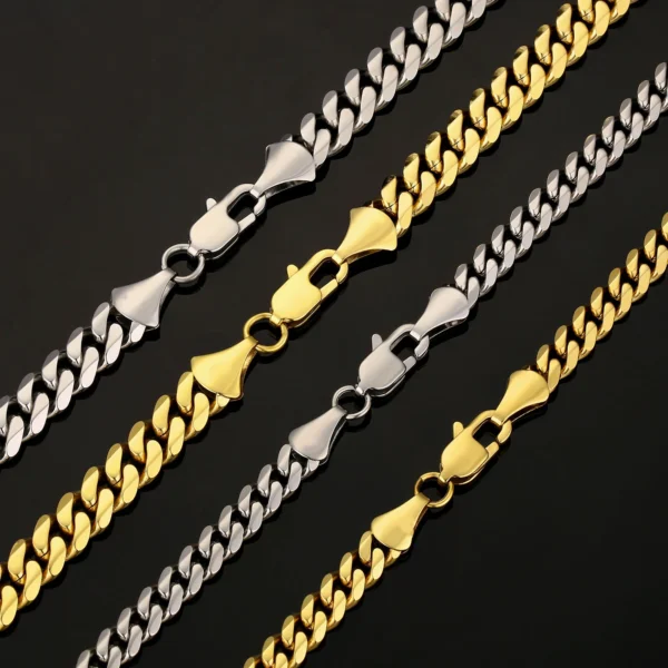 8mm 6mm 5mm 3mm Miami Cuban 14K Real Gold Plating Necklace Man Stainless Steel Hip Hop Jewelry Curb Link Chain for MEN Women - Image 2