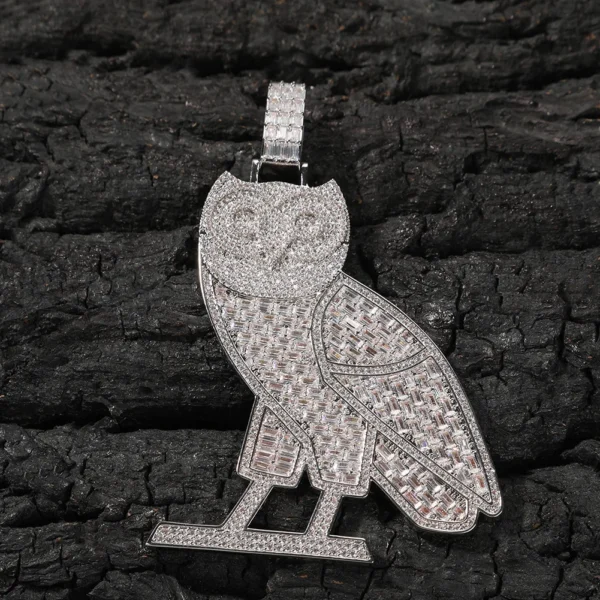 Iced Out Bling Rectangle Cubic Zirconia Hip Hop Bling Animal Pendant Men Necklace - Image 2