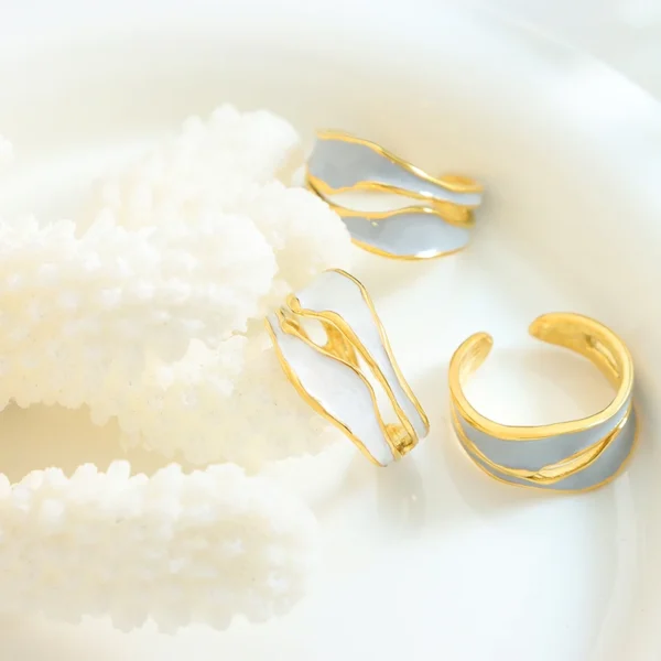 Factory Wholesale Price Blue Ring Stainless Open Asymmetric Ring - Image 3