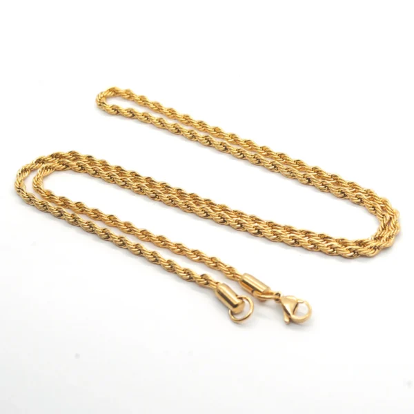 2-4mm Stainless Steel Chain Twist Rope Gold Chain Necklace - Image 2